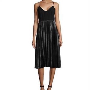 HALSTON Black Pleated Midi Dress 14